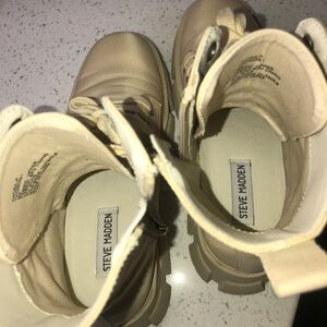 Steve Madden Thora-P Beige Combat Boots
